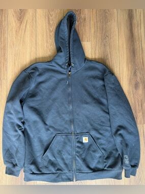 Carhartt Rain Defender Heavyweight Hoodie Men XL Blue Full Zip Thermal Lined